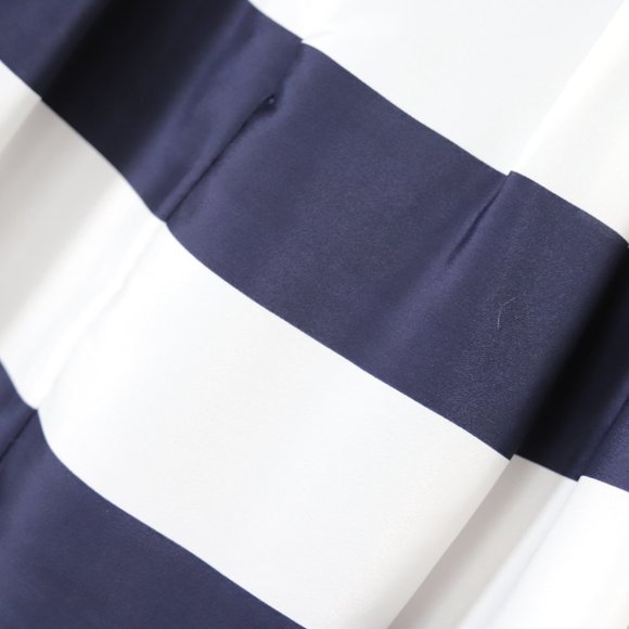 J. Crew Navy Blue/White Pleated Striped Skirt - Picture 2 of 4